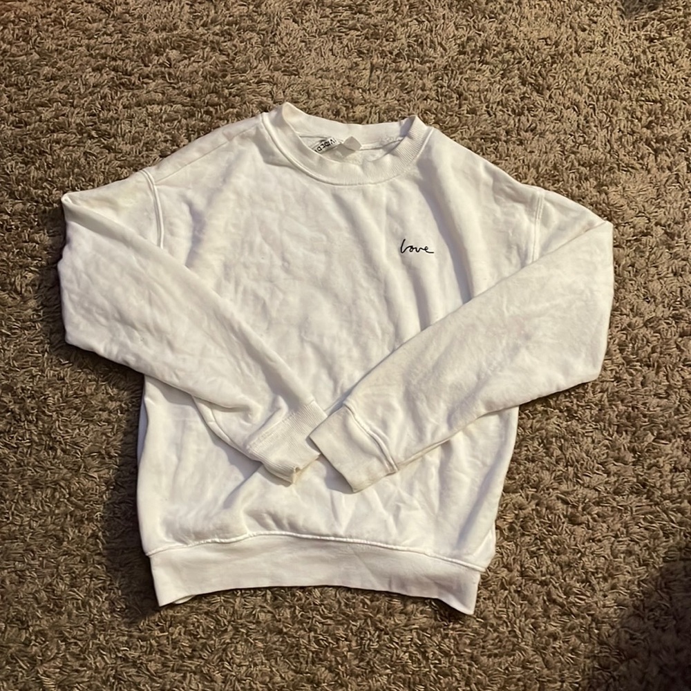White “Love” Long Sleeve Tee, Size XS